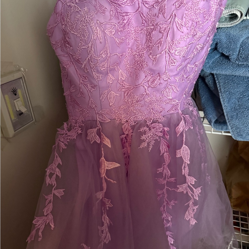 Elegant Lavender Lace Kids Dress